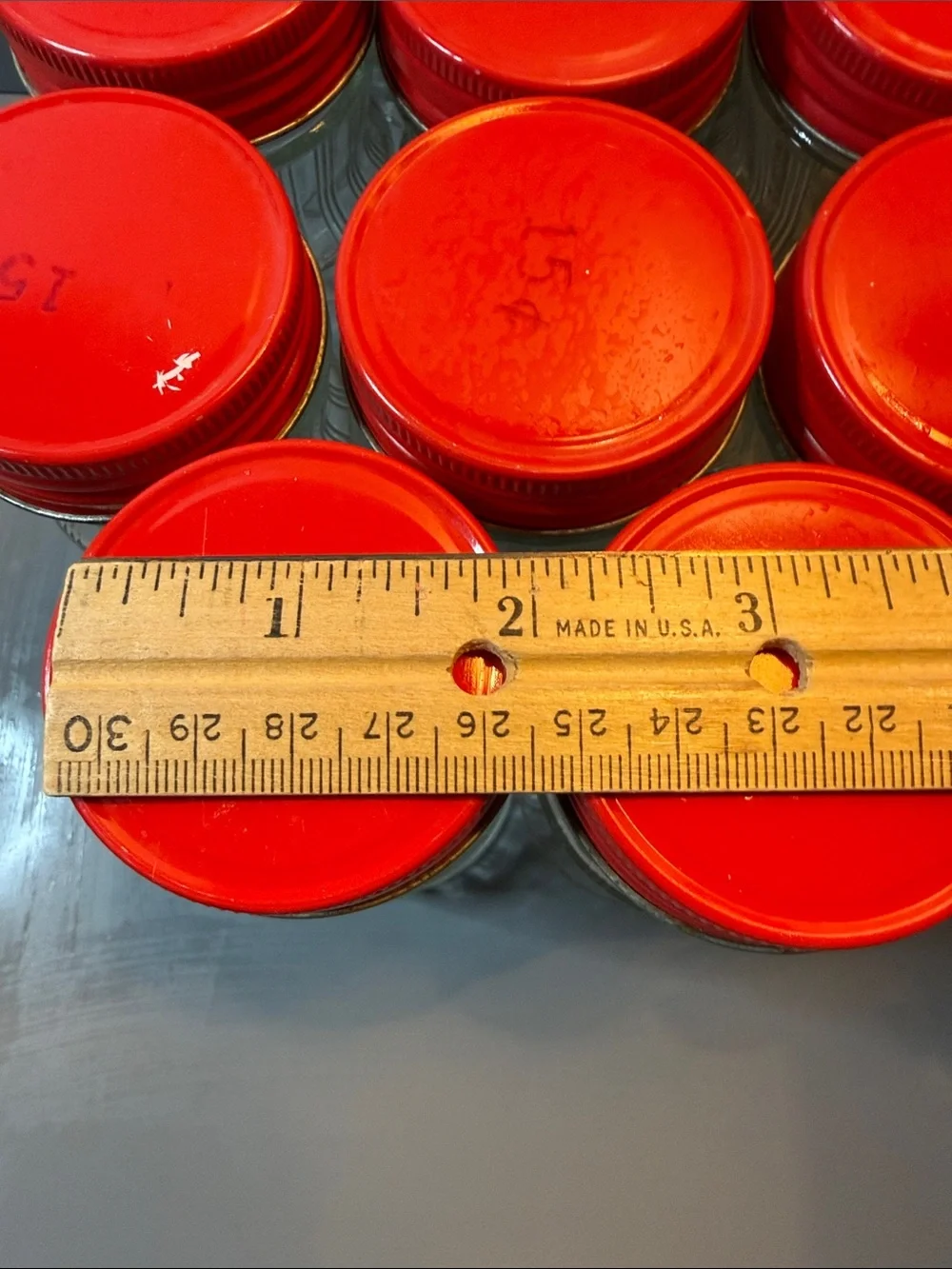 Vintage Clear Glass Pantry Jars with Red Lids - Set of 11